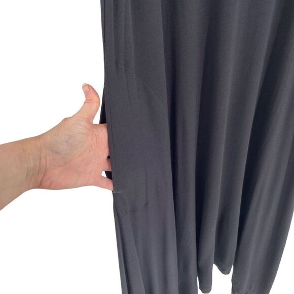 Nordstrom Drapey Sleeveless Handkerchief Hem Midi Sheath Dress Pockets Black XXS - Picture 5 of 11